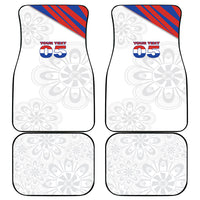 Custom Paraguay Football Car Mats Stripes Typography With Nanduti Flower Patterns