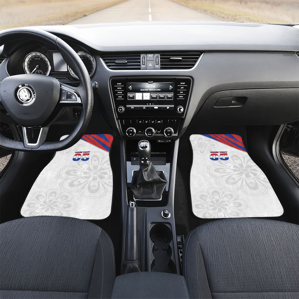 Custom Paraguay Football Car Mats Stripes Typography With Nanduti Flower Patterns