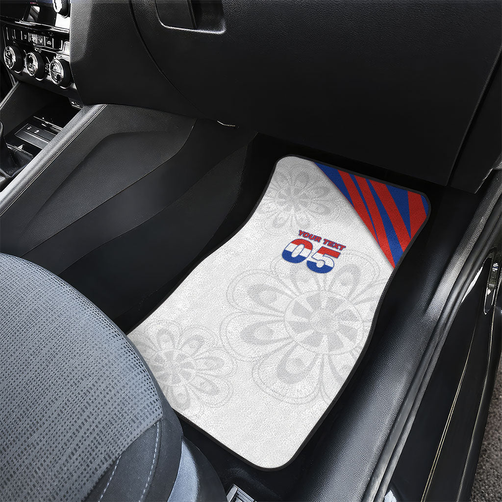 Custom Paraguay Football Car Mats Stripes Typography With Nanduti Flower Patterns