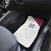 Custom Paraguay Football Car Mats Stripes Typography With Nanduti Flower Patterns