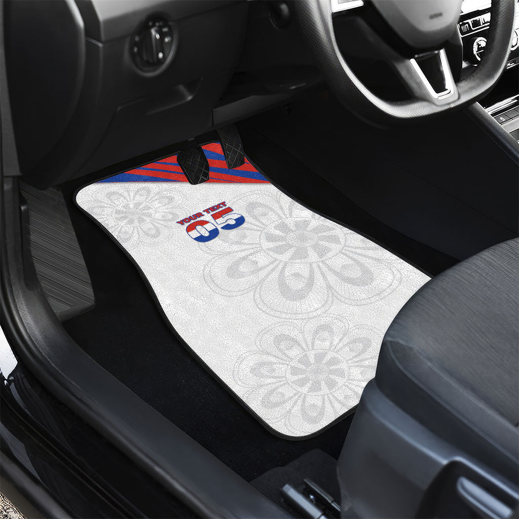 Custom Paraguay Football Car Mats Stripes Typography With Nanduti Flower Patterns