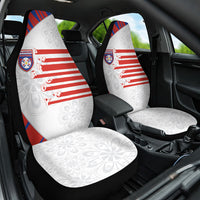 Paraguay Football Car Seat Cover Stripes Typography With Nanduti Flower Patterns