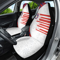 Paraguay Football Car Seat Cover Stripes Typography With Nanduti Flower Patterns