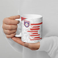Custom Paraguay Football Ceramic Mug Stripes Typography With Nanduti Flower Patterns