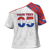 Custom Paraguay Football Cross Shoulder Shirt Stripes Typography With Nanduti Flower Patterns