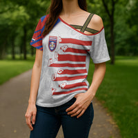 Custom Paraguay Football Cross Shoulder Shirt Stripes Typography With Nanduti Flower Patterns