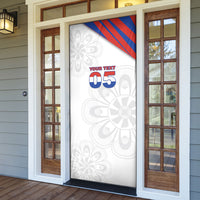 Custom Paraguay Football Door Cover Stripes Typography With Nanduti Flower Patterns