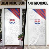 Custom Paraguay Football Door Cover Stripes Typography With Nanduti Flower Patterns
