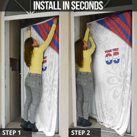 Custom Paraguay Football Door Cover Stripes Typography With Nanduti Flower Patterns