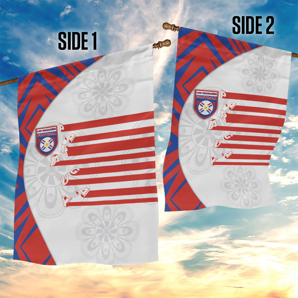 Paraguay Football Garden Flag Stripes Typography With Nanduti Flower Patterns