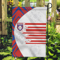 Paraguay Football Garden Flag Stripes Typography With Nanduti Flower Patterns