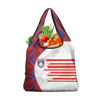 Paraguay Football Grocery Bag Stripes Typography With Nanduti Flower Patterns