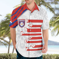 Custom Paraguay Football Hawaiian Shirt Stripes Typography With Nanduti Flower Patterns