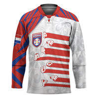Custom Paraguay Football Hockey Jersey Stripes Typography With Nanduti Flower Patterns