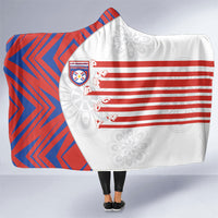 Paraguay Football Hooded Blanket Stripes Typography With Nanduti Flower Patterns