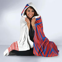 Paraguay Football Hooded Blanket Stripes Typography With Nanduti Flower Patterns