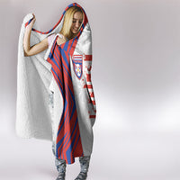 Paraguay Football Hooded Blanket Stripes Typography With Nanduti Flower Patterns