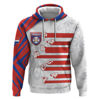 Custom Paraguay Football Hoodie Stripes Typography With Nanduti Flower Patterns
