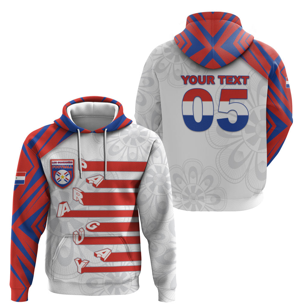Custom Paraguay Football Hoodie Stripes Typography With Nanduti Flower Patterns