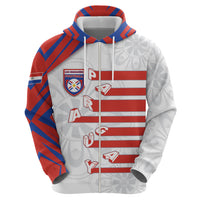 Custom Paraguay Football Hoodie Stripes Typography With Nanduti Flower Patterns