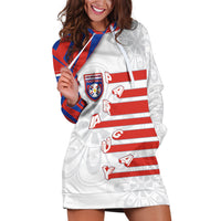 Custom Paraguay Football Hoodie Dress Stripes Typography With Nanduti Flower Patterns