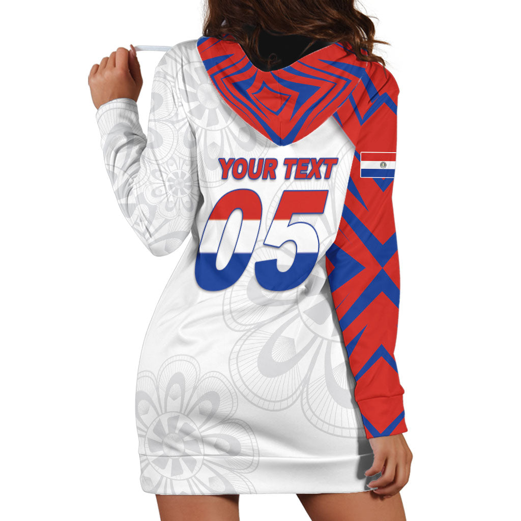 Custom Paraguay Football Hoodie Dress Stripes Typography With Nanduti Flower Patterns