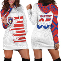 Custom Paraguay Football Hoodie Dress Stripes Typography With Nanduti Flower Patterns