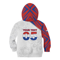Custom Paraguay Football Kid Hoodie Stripes Typography With Nanduti Flower Patterns
