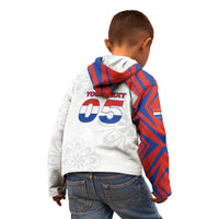 Custom Paraguay Football Kid Hoodie Stripes Typography With Nanduti Flower Patterns