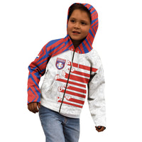 Custom Paraguay Football Kid Hoodie Stripes Typography With Nanduti Flower Patterns