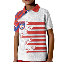 Custom Paraguay Football Kid Polo Shirt Stripes Typography With Nanduti Flower Patterns