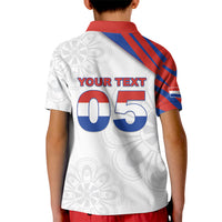 Custom Paraguay Football Kid Polo Shirt Stripes Typography With Nanduti Flower Patterns