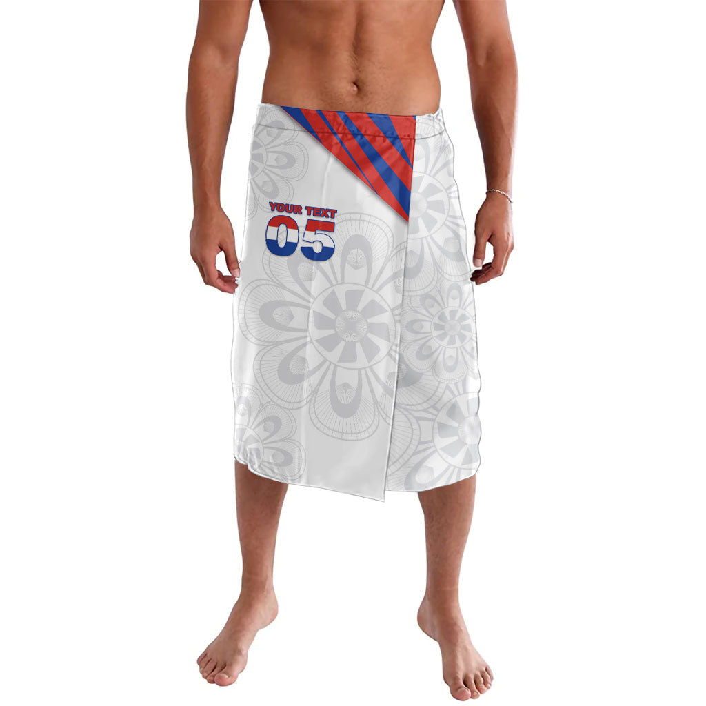 Custom Paraguay Football Lavalava Stripes Typography With Nanduti Flower Patterns
