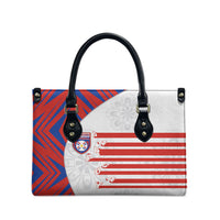 Paraguay Football Leather Bag Stripes Typography With Nanduti Flower Patterns