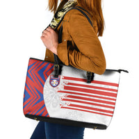 Paraguay Football Leather Tote Bag Stripes Typography With Nanduti Flower Patterns