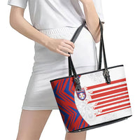 Paraguay Football Leather Tote Bag Stripes Typography With Nanduti Flower Patterns