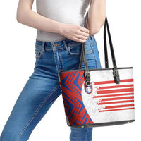 Paraguay Football Leather Tote Bag Stripes Typography With Nanduti Flower Patterns