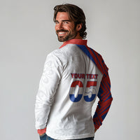 Custom Paraguay Football Long Sleeve Polo Shirt Stripes Typography With Nanduti Flower Patterns