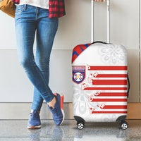 Paraguay Football Luggage Cover Stripes Typography With Nanduti Flower Patterns