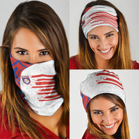Paraguay Football Neck Gaiter Stripes Typography With Nanduti Flower Patterns