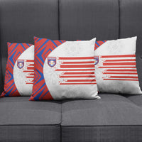 Paraguay Football Pillow Cover Stripes Typography With Nanduti Flower Patterns