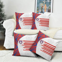 Paraguay Football Pillow Cover Stripes Typography With Nanduti Flower Patterns