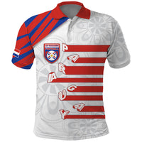Custom Paraguay Football Polo Shirt Stripes Typography With Nanduti Flower Patterns