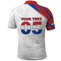 Custom Paraguay Football Polo Shirt Stripes Typography With Nanduti Flower Patterns