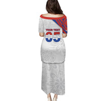 Custom Paraguay Football Puletasi Stripes Typography With Nanduti Flower Patterns