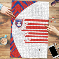 Paraguay Football Puzzle Stripes Typography With Nanduti Flower Patterns