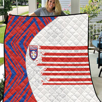 Paraguay Football Quilt Stripes Typography With Nanduti Flower Patterns