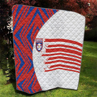 Paraguay Football Quilt Stripes Typography With Nanduti Flower Patterns