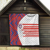 Paraguay Football Quilt Stripes Typography With Nanduti Flower Patterns