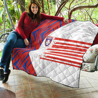 Paraguay Football Quilt Stripes Typography With Nanduti Flower Patterns